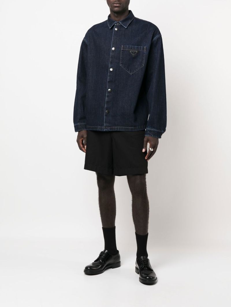 Blue Logo Patch Denim Shirt