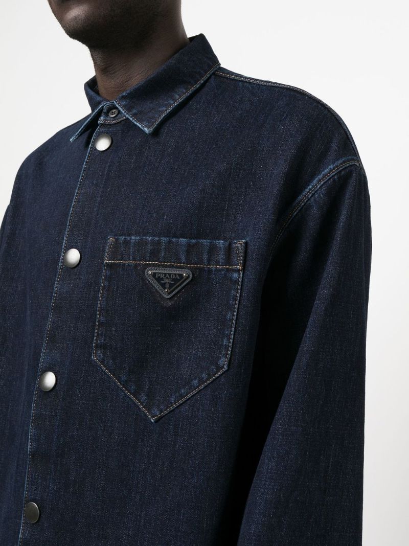 Blue Logo Patch Denim Shirt