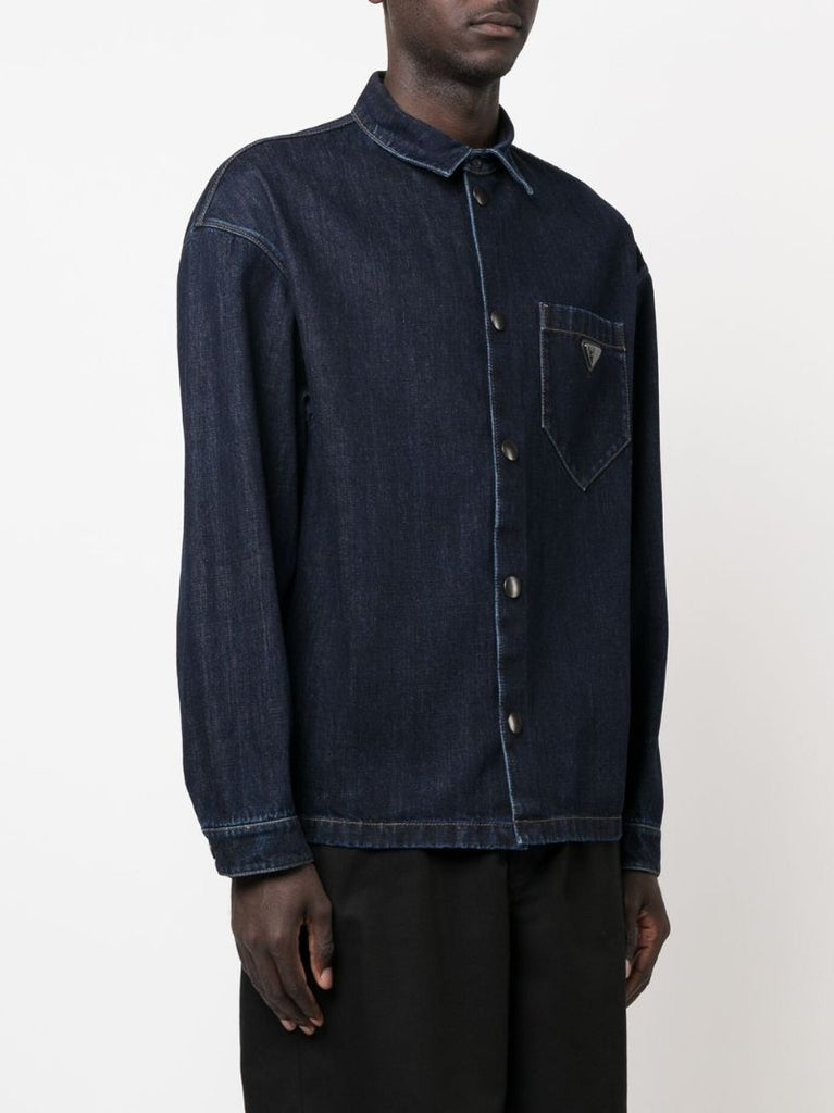 Blue Logo Patch Denim Shirt