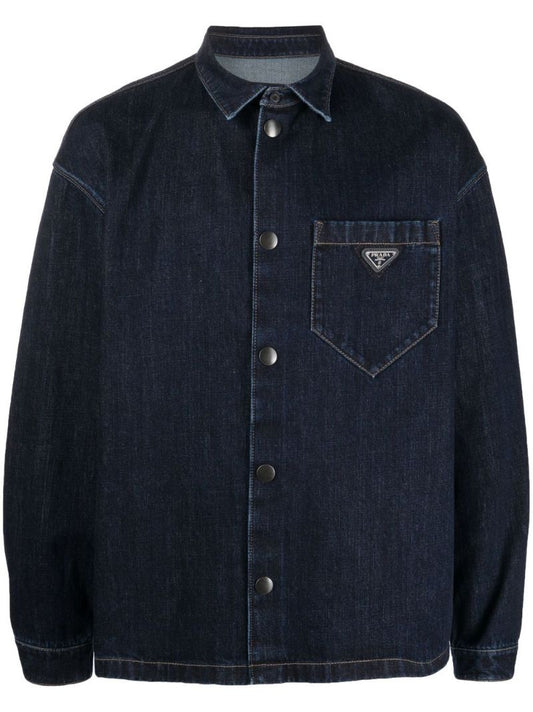 Blue Logo Patch Denim Shirt