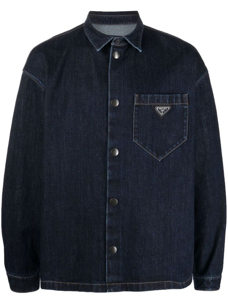 Blue Logo Patch Denim Shirt