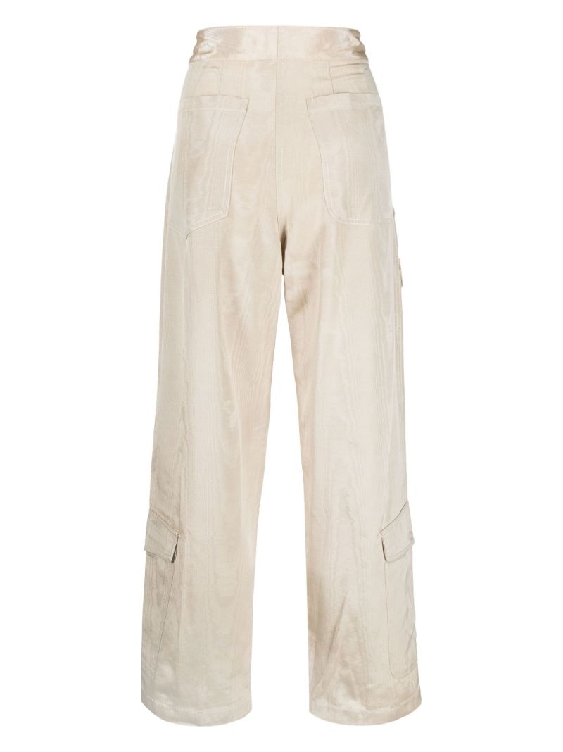 Brown MoirÃ_x0083_Â© Effect Wide-leg Cargo Trousers