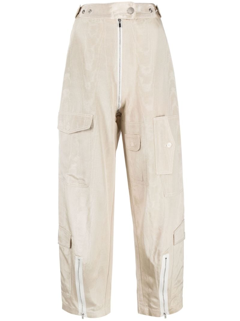 Brown MoirÃ_x0083_Â© Effect Wide-leg Cargo Trousers