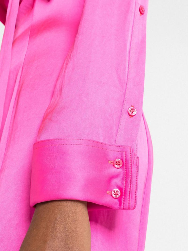 Pink Flared Shirt Maxi Dress
