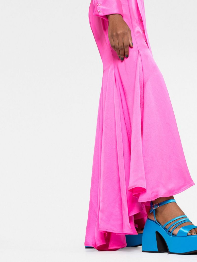 Pink Flared Shirt Maxi Dress