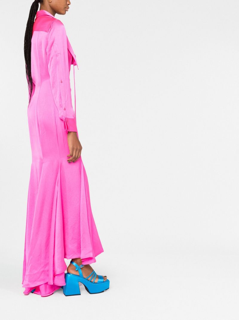 Pink Flared Shirt Maxi Dress
