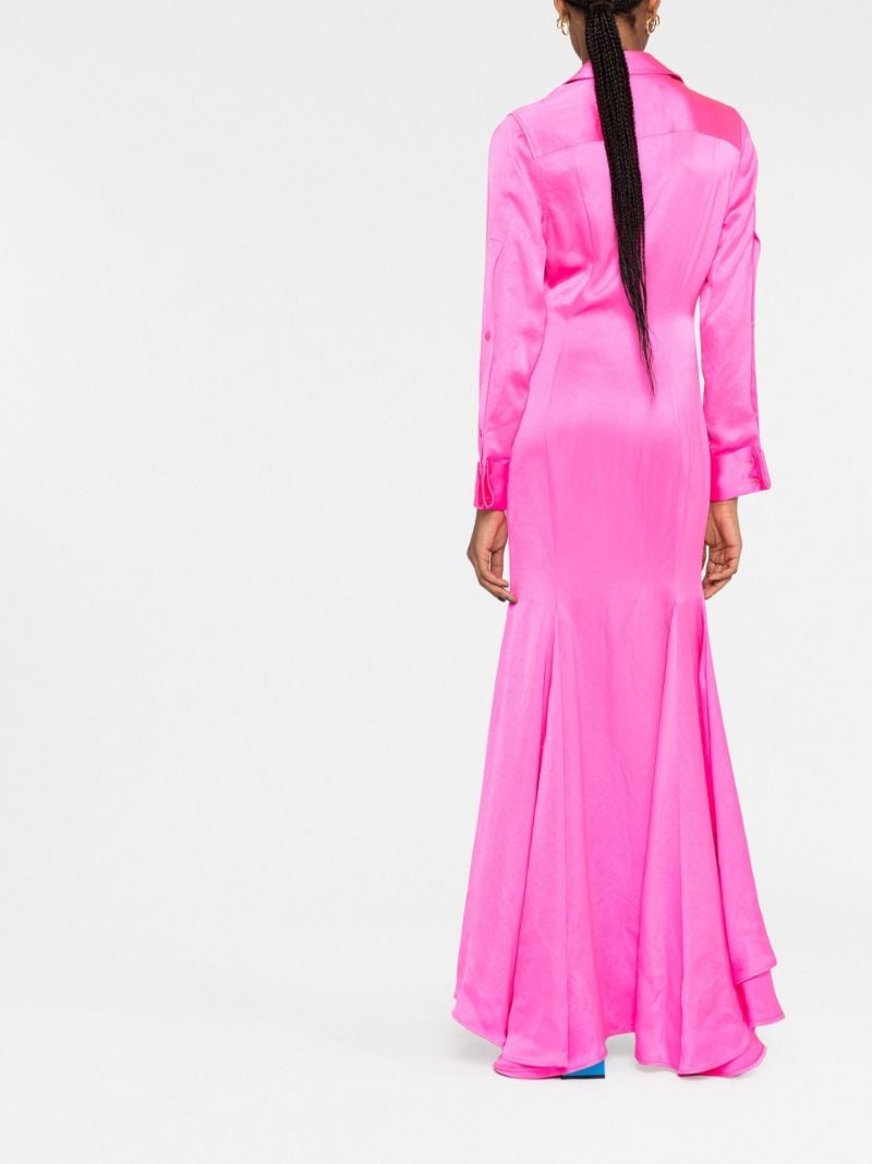 Pink Flared Shirt Maxi Dress
