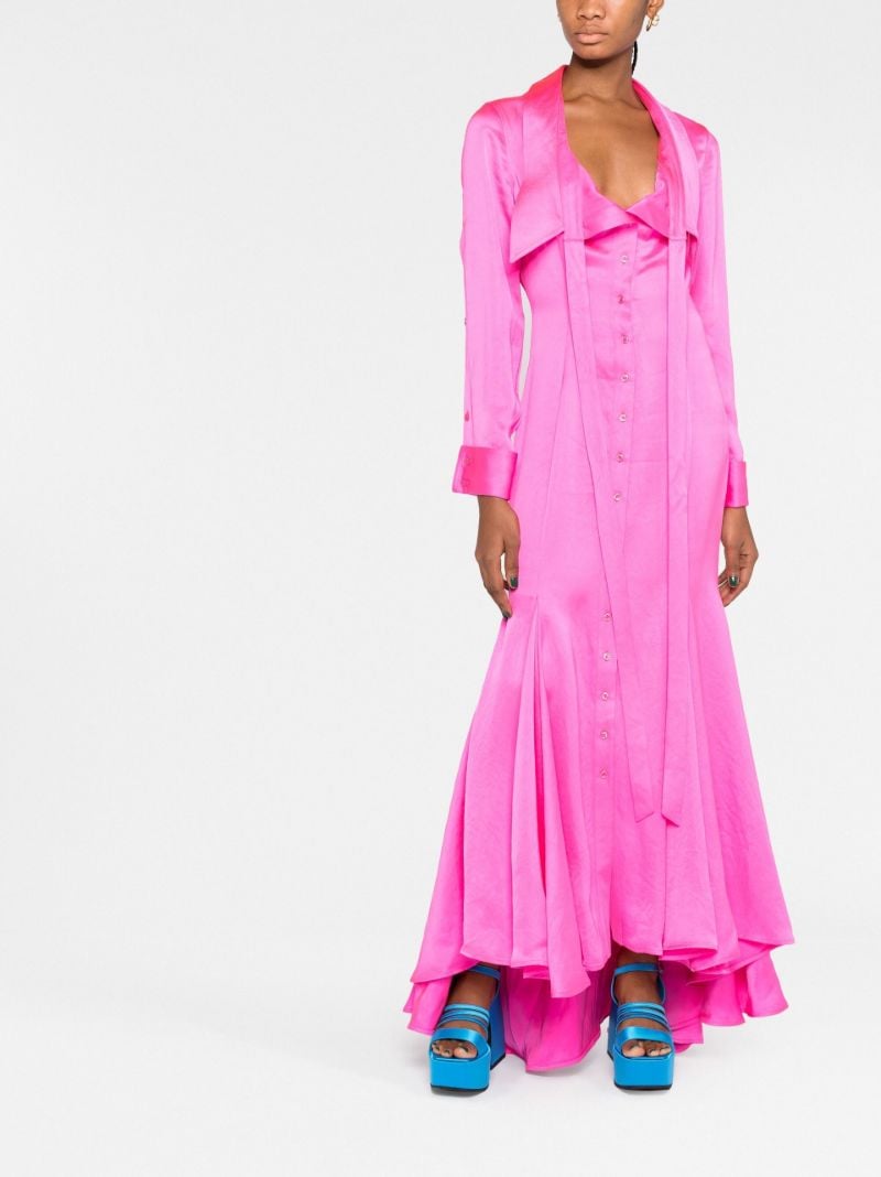Pink Flared Shirt Maxi Dress