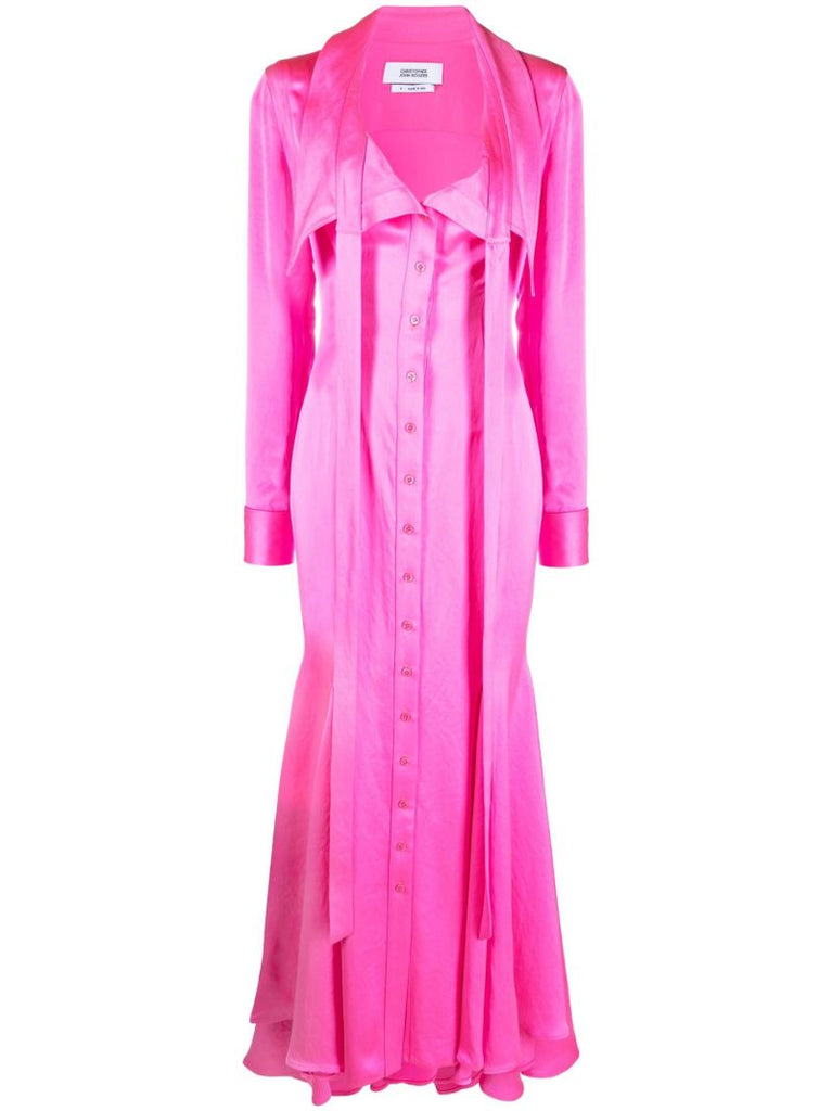 Pink Flared Shirt Maxi Dress