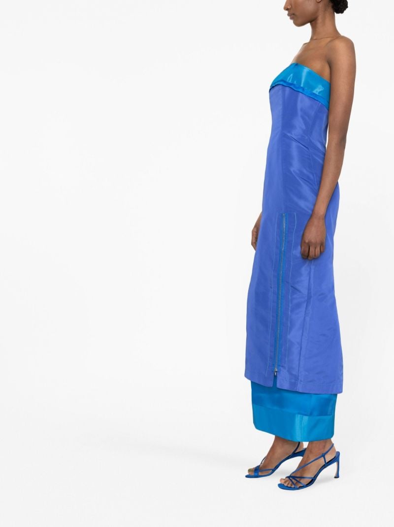 Blue Strapless Sheath Maxi Dress