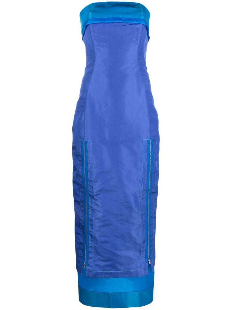 Blue Strapless Sheath Maxi Dress