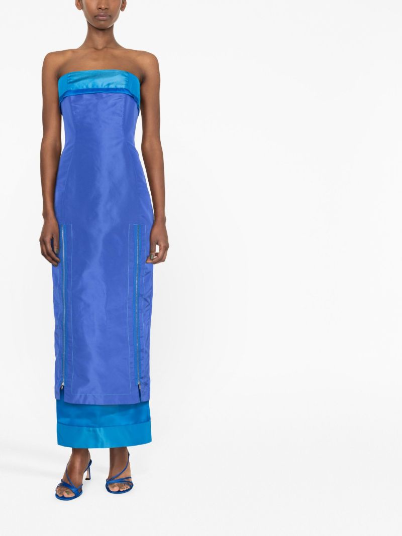 Blue Strapless Sheath Maxi Dress