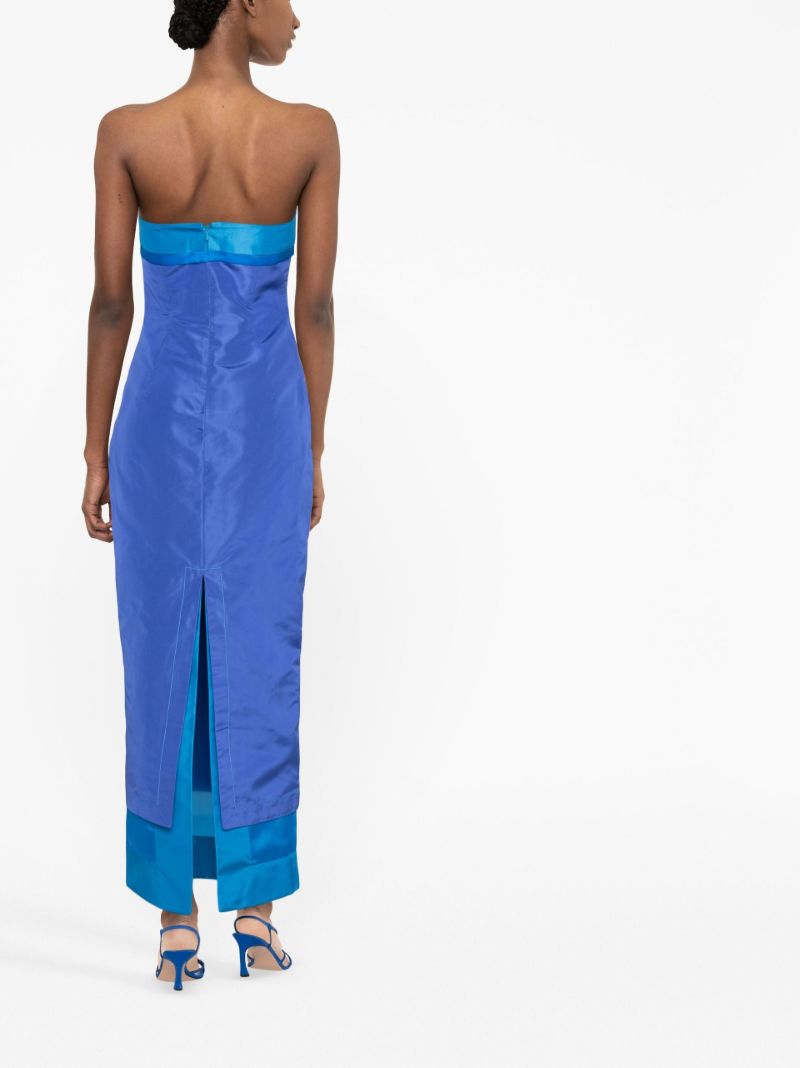 Blue Strapless Sheath Maxi Dress