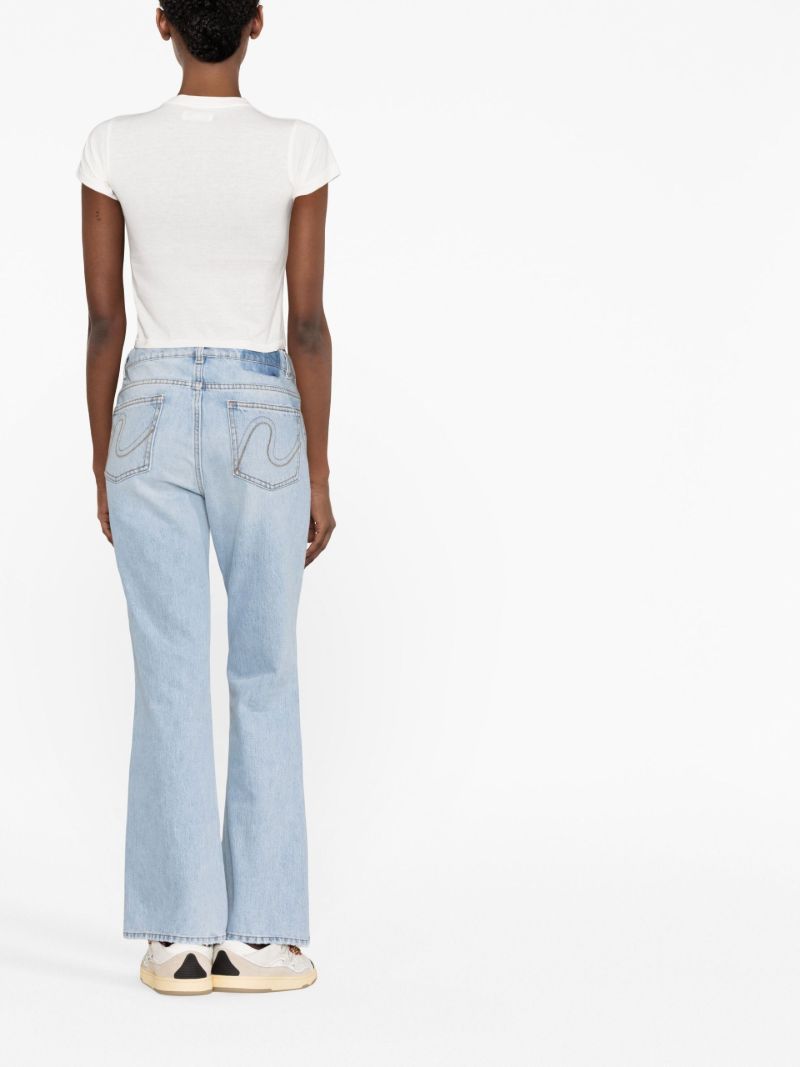 Blue Distressed Flared Jeans