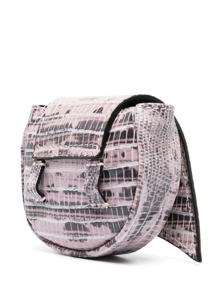 Pink Kikki Lizard Effect Leather Mini Bag