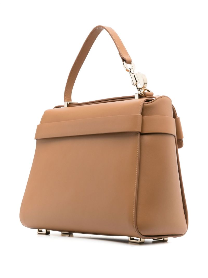 Neutral Nacha Whipstitch Leather Shoulder Bag