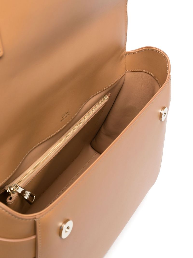 Neutral Nacha Whipstitch Leather Shoulder Bag