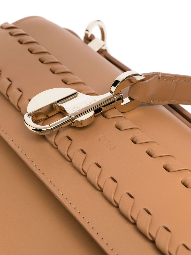Neutral Nacha Whipstitch Leather Shoulder Bag