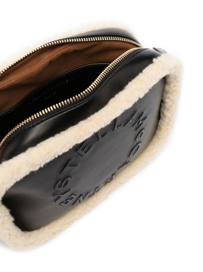 Black Stella Logo Faux Leather Mini Camera Bag