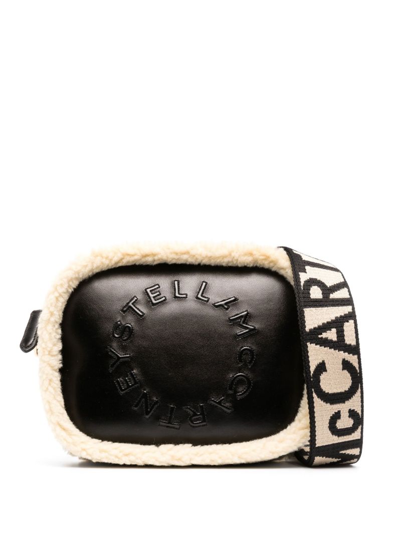 Black Stella Logo Faux Leather Mini Camera Bag