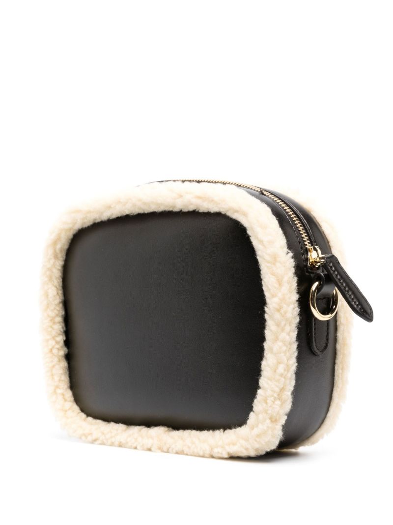Black Stella Logo Faux Leather Mini Camera Bag