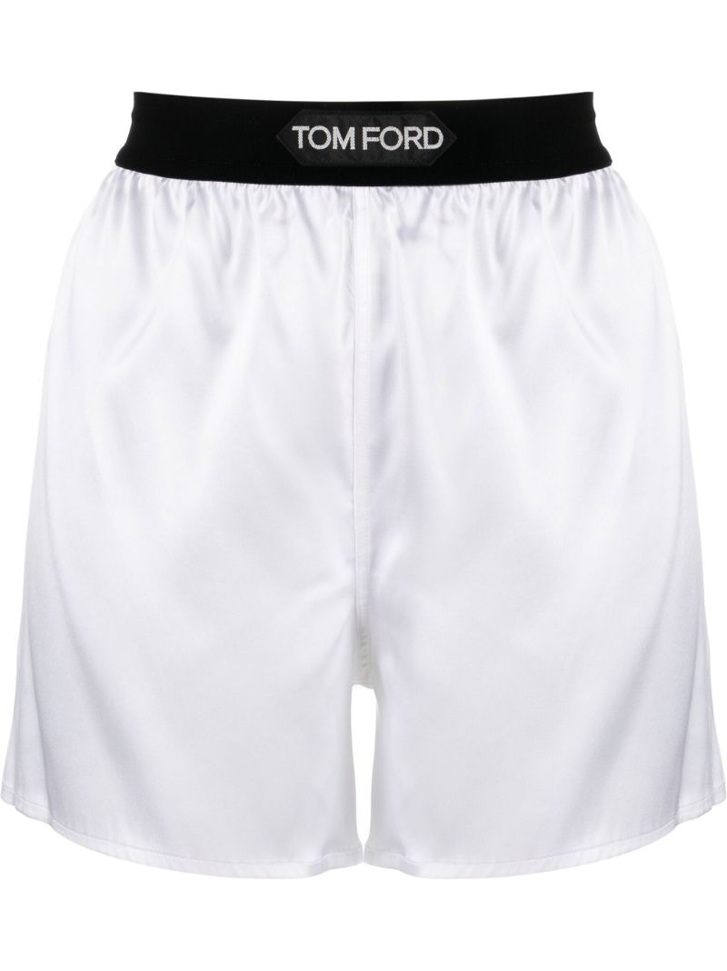 White Logo Silk Boxer Shorts