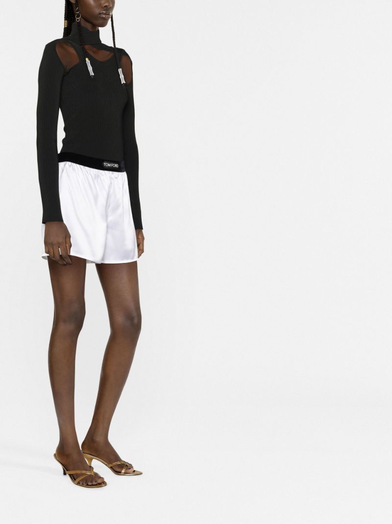 White Logo Silk Boxer Shorts