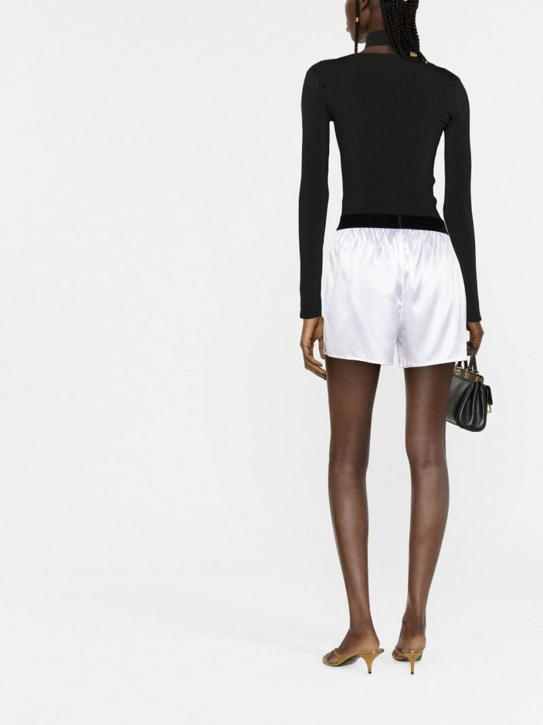 White Logo Silk Boxer Shorts