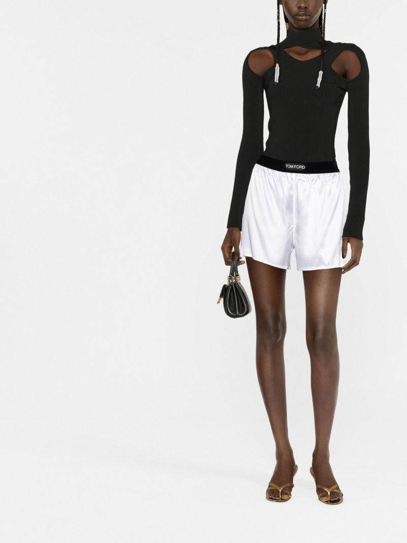 White Logo Silk Boxer Shorts