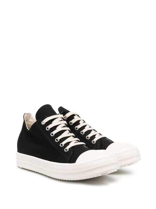 Black Low-top Lace-up Canvas Sneakers