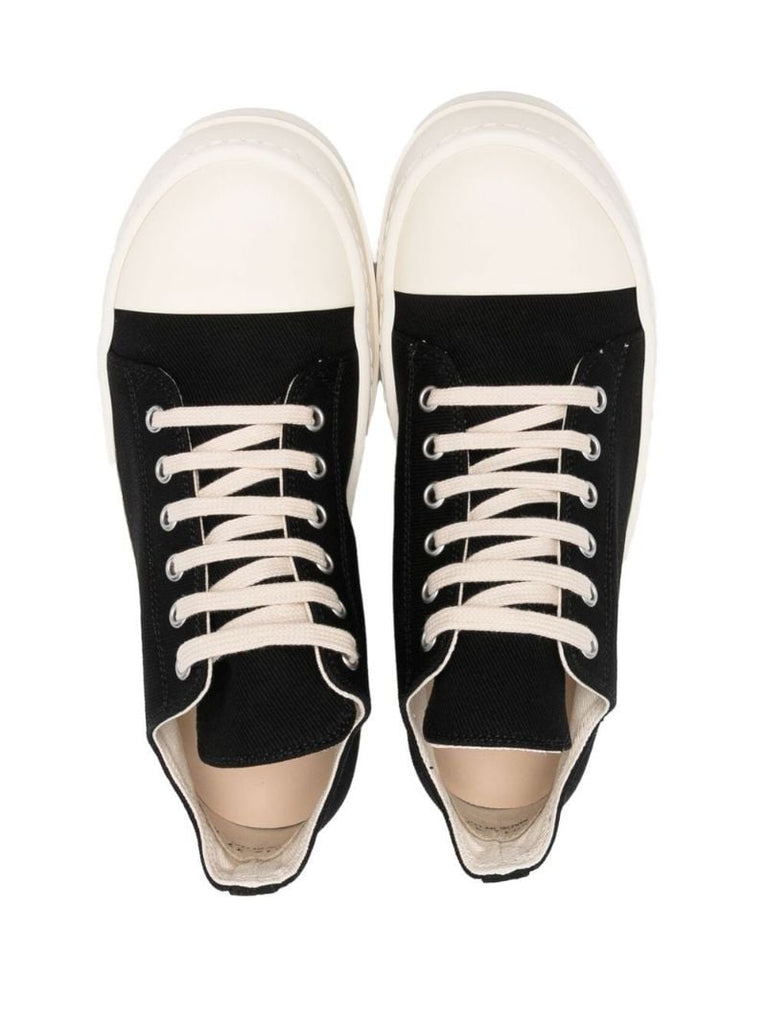 Black Low-top Lace-up Canvas Sneakers