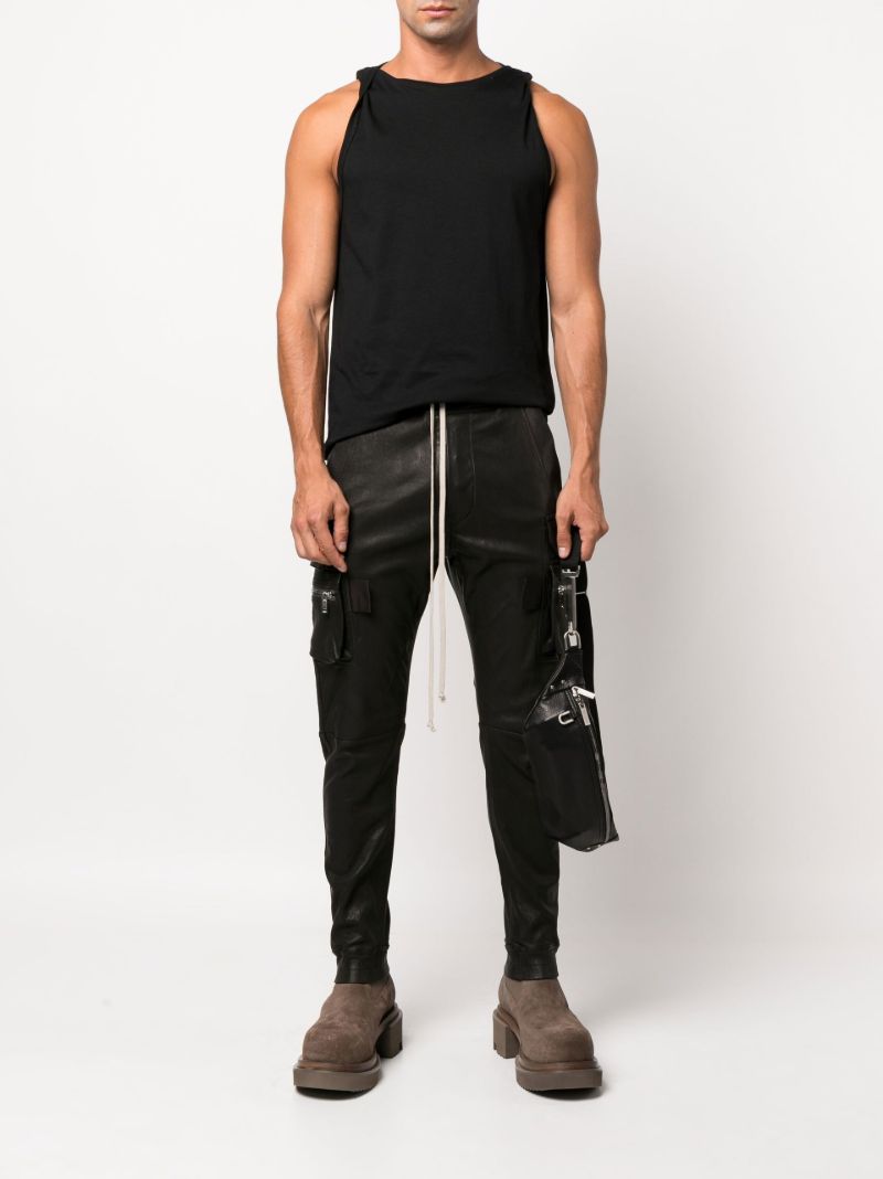 Black Mastodon Leather Cargo Trousers