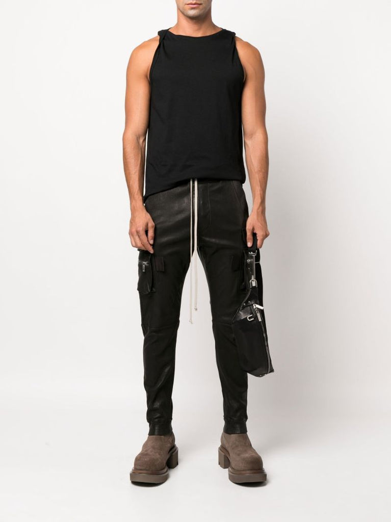 Black Mastodon Leather Cargo Trousers
