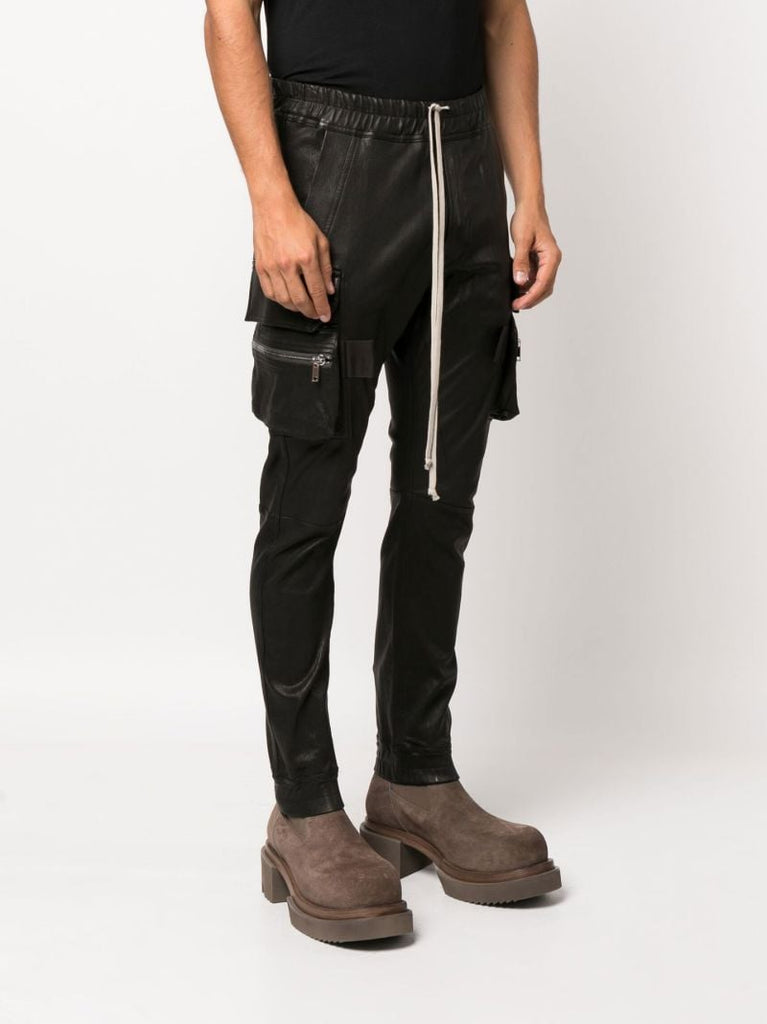 Black Mastodon Leather Cargo Trousers