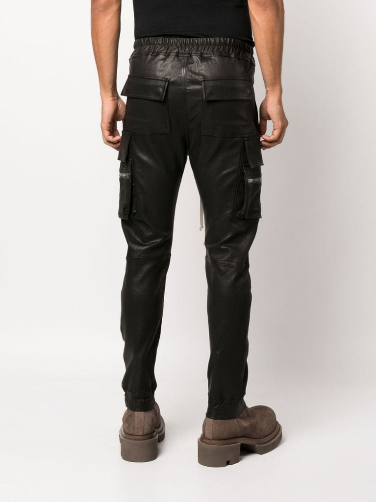 Black Mastodon Leather Cargo Trousers