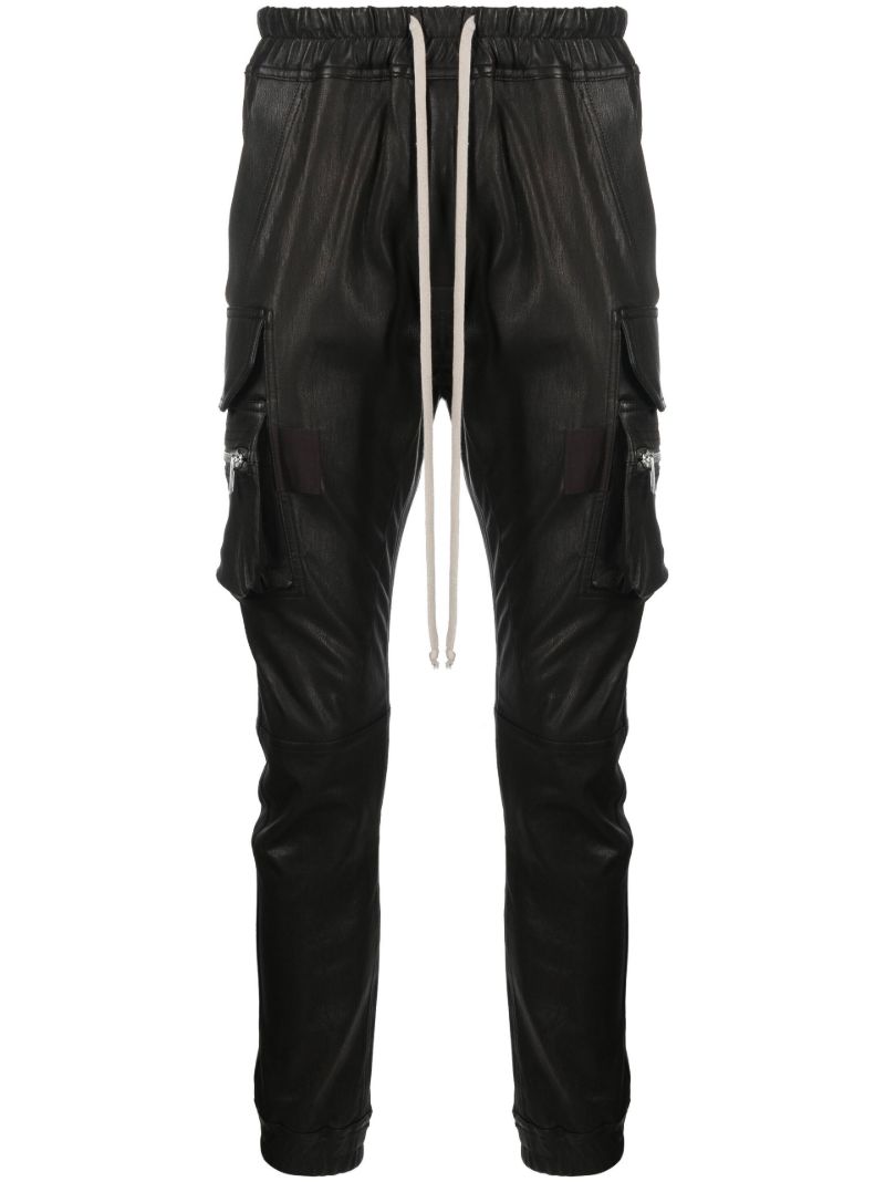 Black Mastodon Leather Cargo Trousers