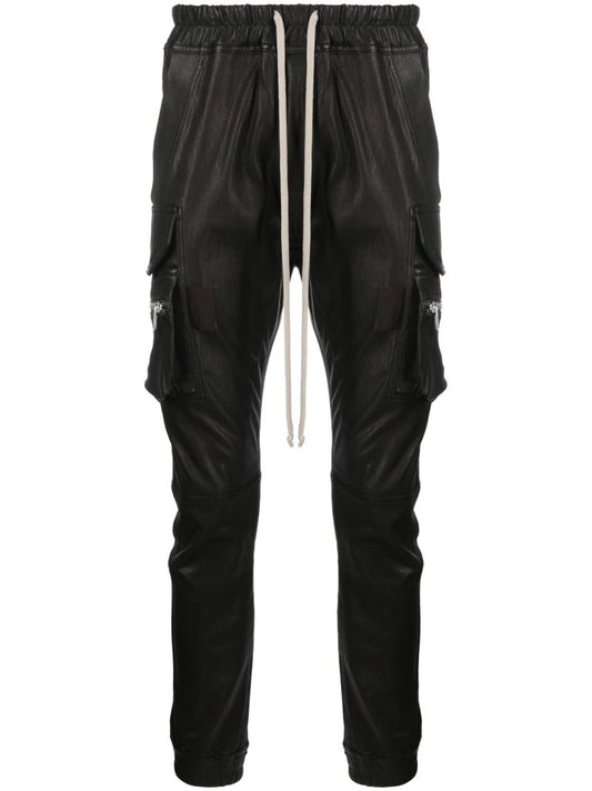 Black Mastodon Leather Cargo Trousers