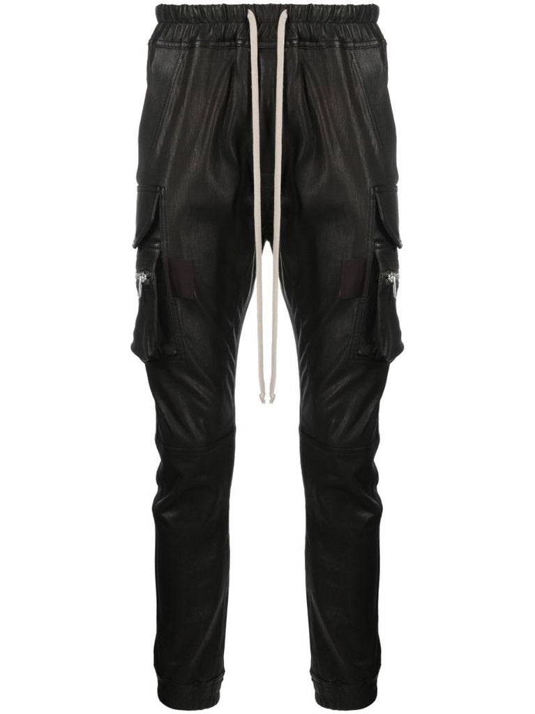 Black Mastodon Leather Cargo Trousers