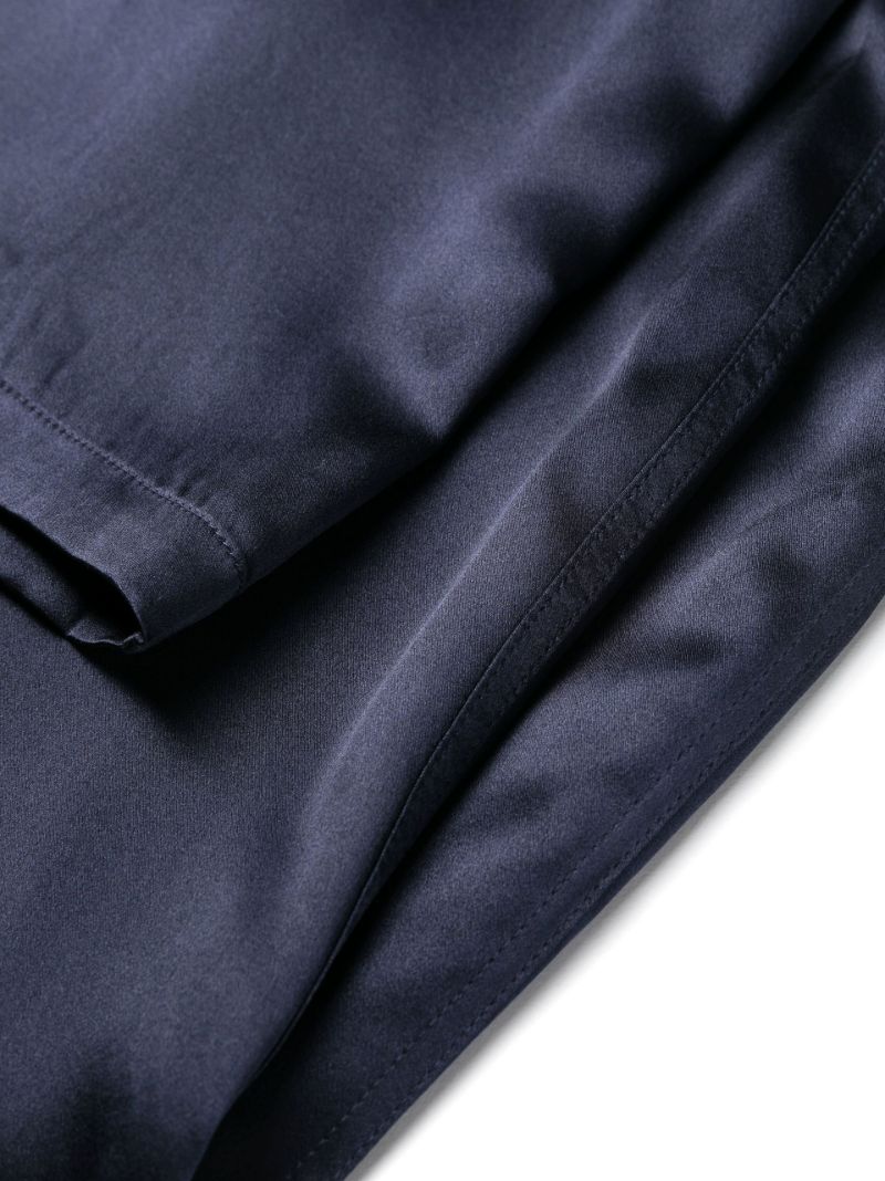 Blue Piped Trim Silk Pyjama Set