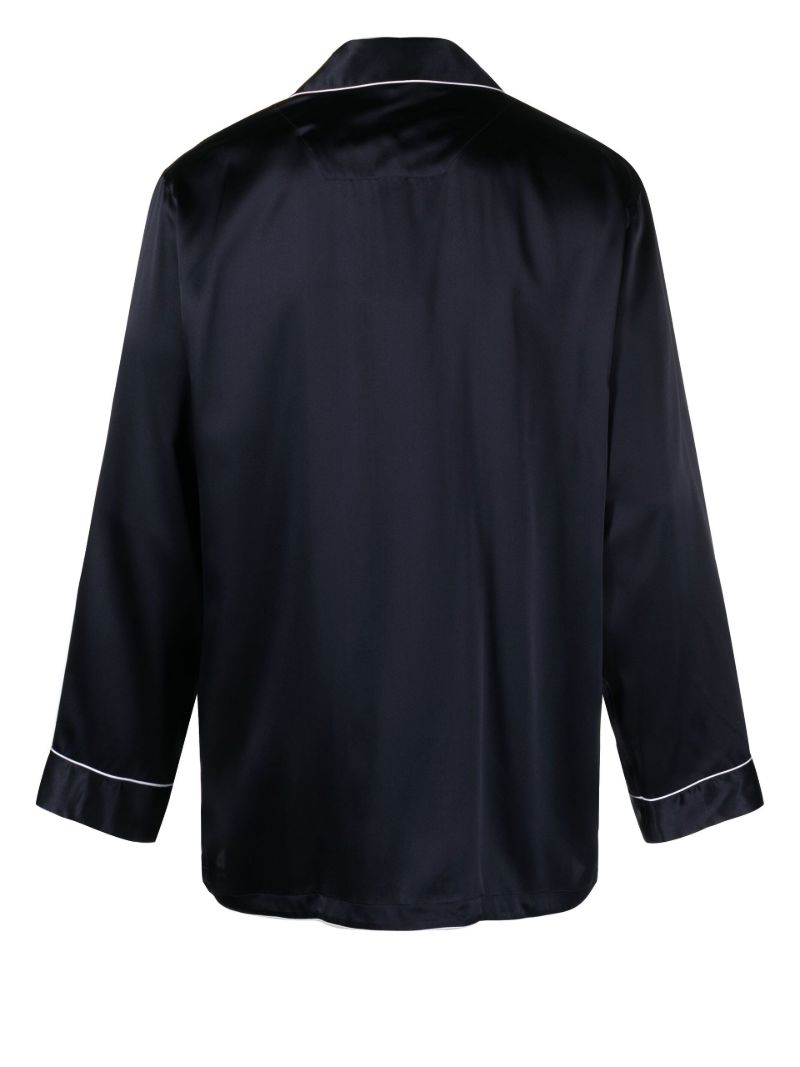 Blue Piped Trim Silk Pyjama Set