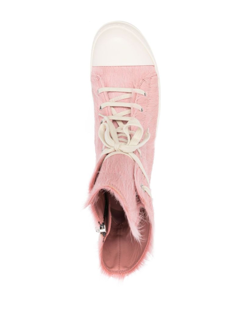 Pink Pony Hair High-top Leather Sneakers