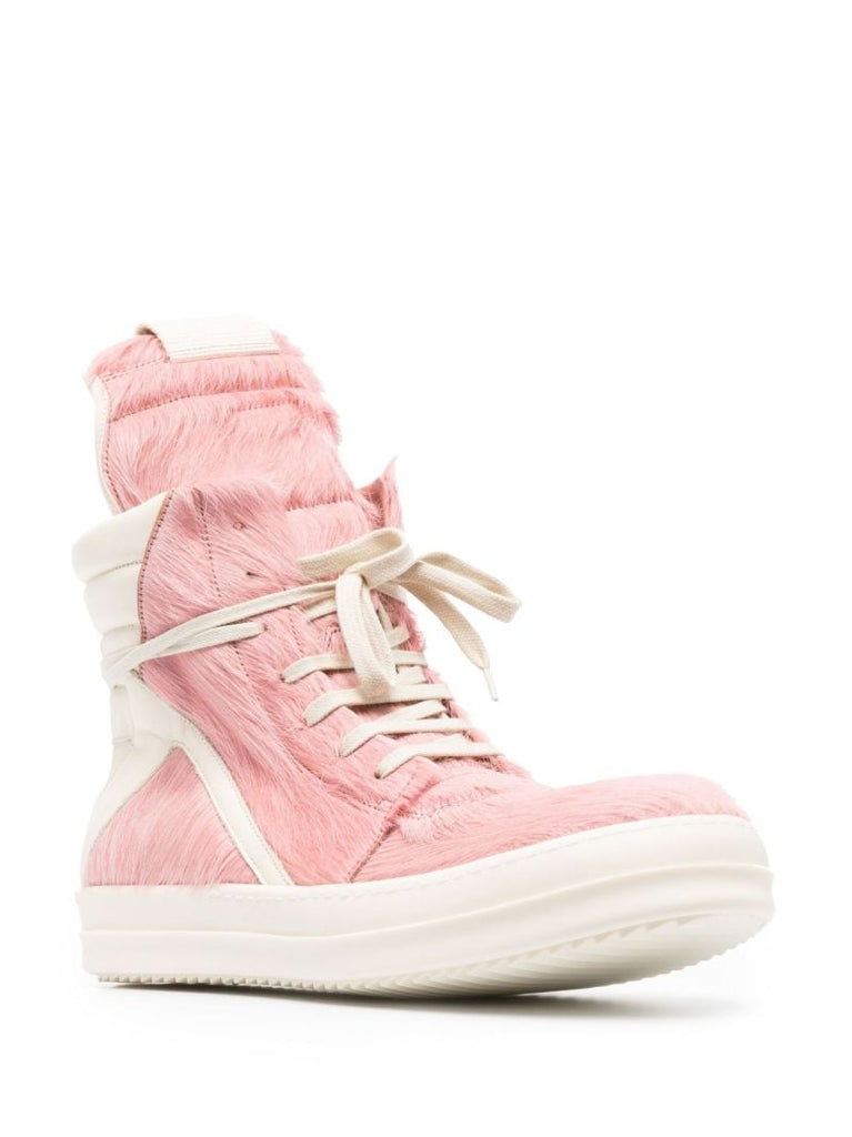 Pink Geobasket Pony Hair High-top Sneakers