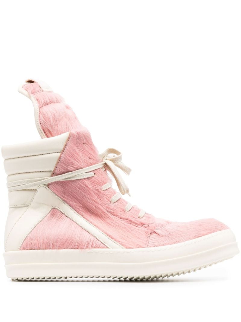 Pink Geobasket Pony Hair High-top Sneakers