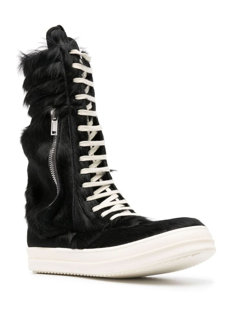 Black Cargobasket Pony Hair Sneaker Boots