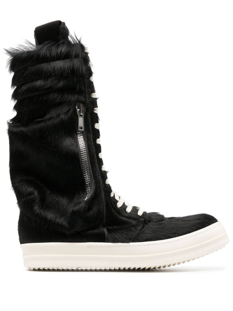 Black Cargobasket Pony Hair Sneaker Boots