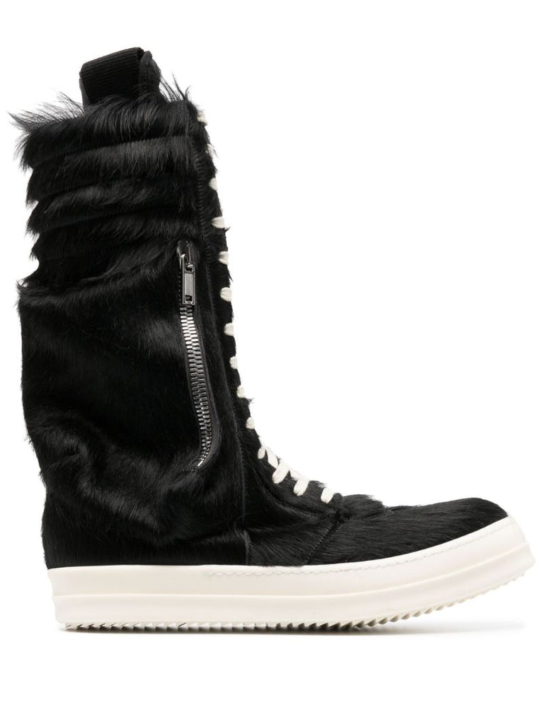 Black Cargobasket Pony Hair Sneaker Boots