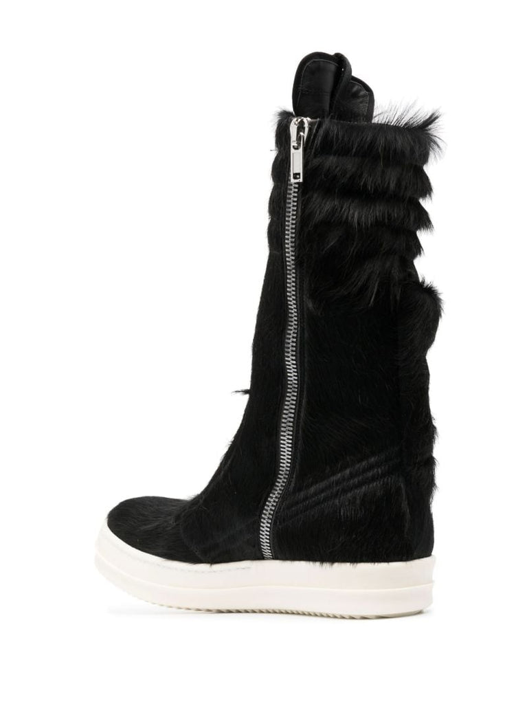 Black Cargobasket Pony Hair Sneaker Boots