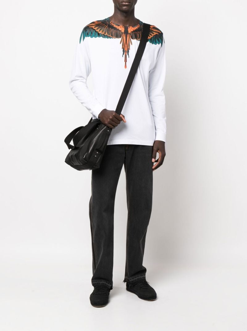 White Icon Wings Long-sleeved Cotton T-shirt