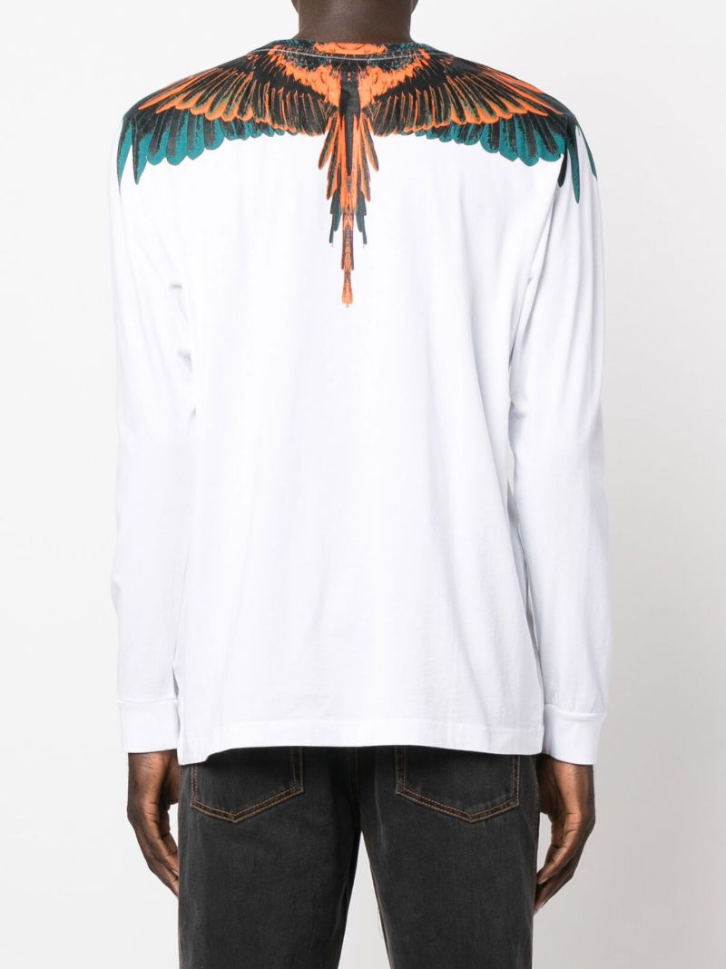 White Icon Wings Long-sleeved Cotton T-shirt