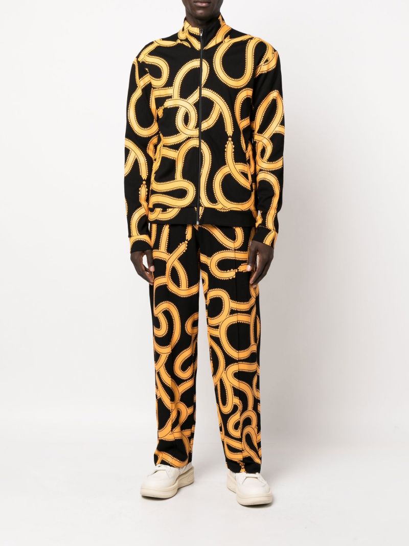 Black Snake Print Track Jacket